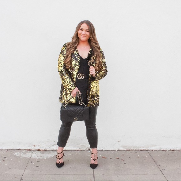 NEW Black & Gold Sequin Blazer - Picture 3 of 12